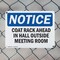Signmission Coat Rack Ahead In Hall Outside Meeting Room, 14 in W x Rectangle, Plastic OS-2PACK-NS-P-1014-L-10696 - alternate 6